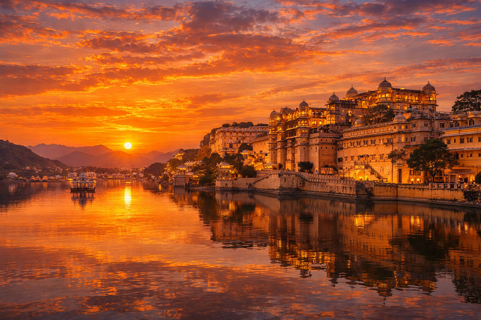 Royal palace overlooking Lake Pichola in Udaipur